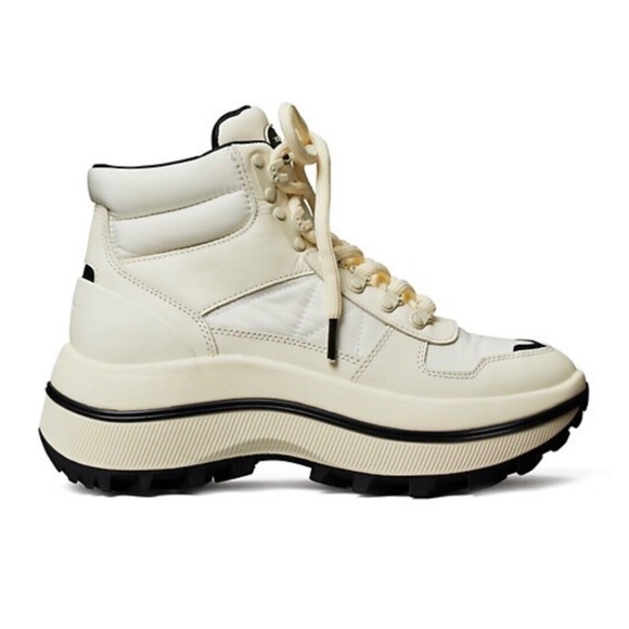 New Tory Burch Adventure Hiker Mesh Bootie Boots Ivory/ Black Size 8 - Picture 3 of 5